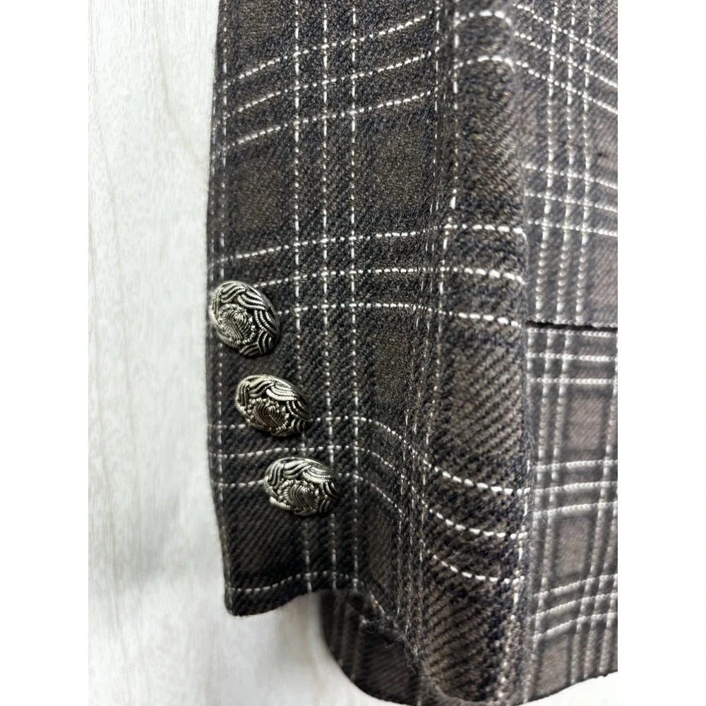 Vintage Wool Plaid Blazer Women's 10 Brown Union Made USA Classic‎ Chic